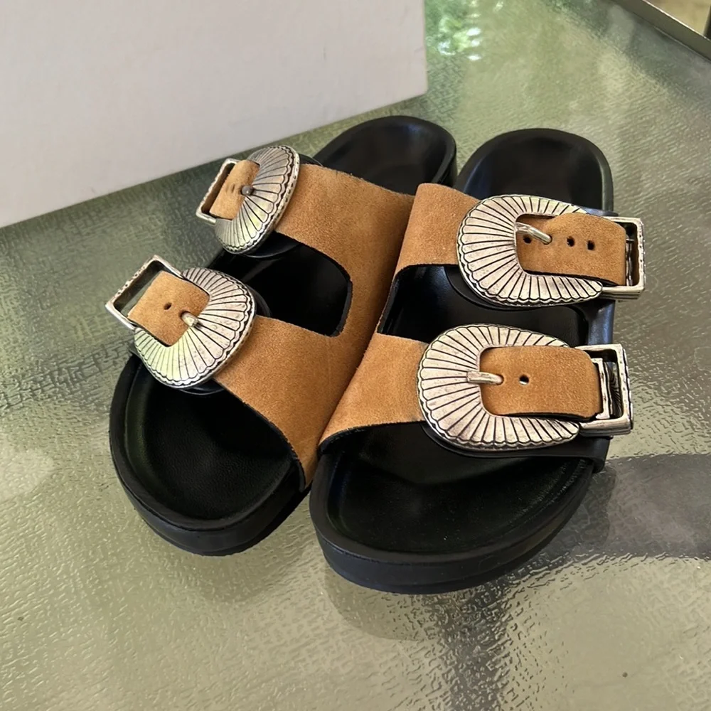 Sandro Western Buckle Sandals - Picture 2 of 10